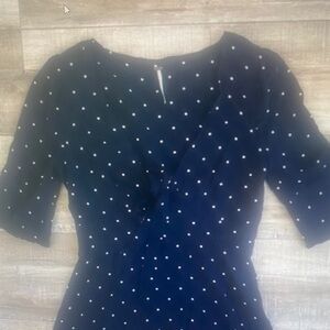 Free People All Yours Black Polka Dot Tie Front Dress Size 2